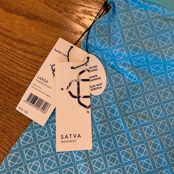 NWT SATVA Kama Cami Yoga Large Turquoise Tank - Picture 3 of 4